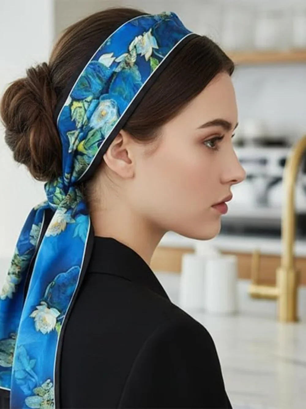 100% Mulberry Silk Scarf, Long Oblong Shawl for Women, Headwrap Neck Scarf